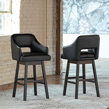 Stuart Furniture Outlet - Ashley Furniture - Tallenger Dining Room - Bar Height Bar Stool (Set of 2) / Black/Dark Brown - D380-930X2