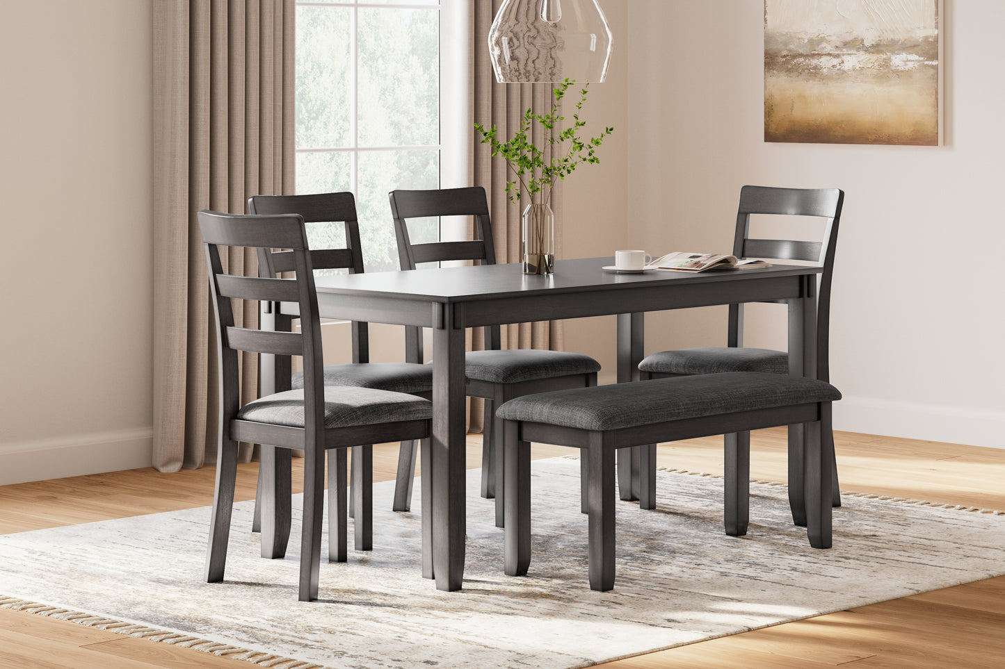 Stuart Furniture Outlet - Ashley Furniture - Bridson Dining Room - RECT DRM Table Set (6/CN) / Gray - D383-325