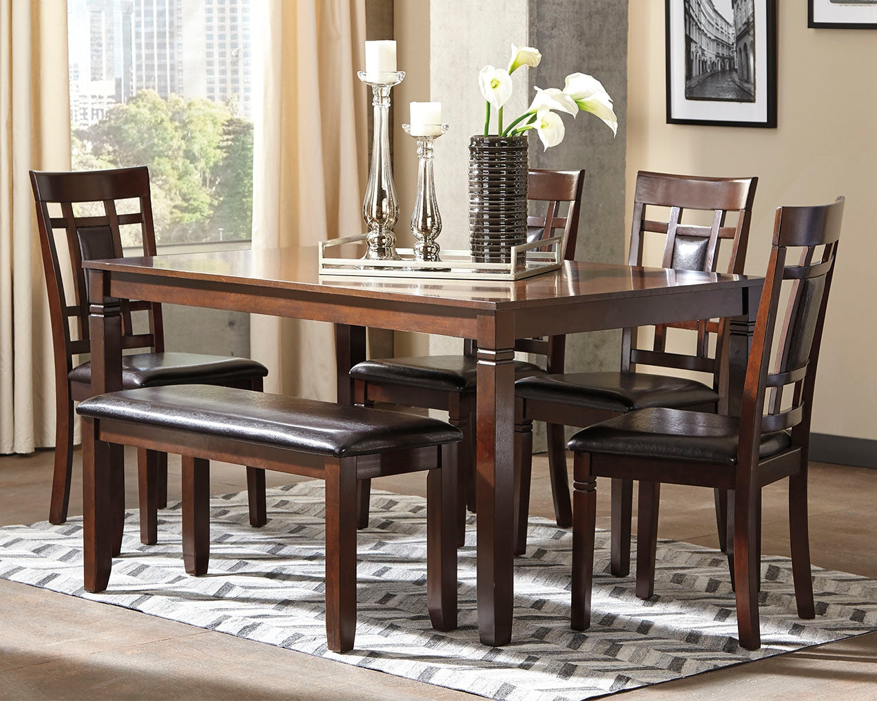 Stuart Furniture Outlet - Ashley Furniture - Bennox Dining Room - Dining Room Table Set (6/CN) / Brown - D384-325