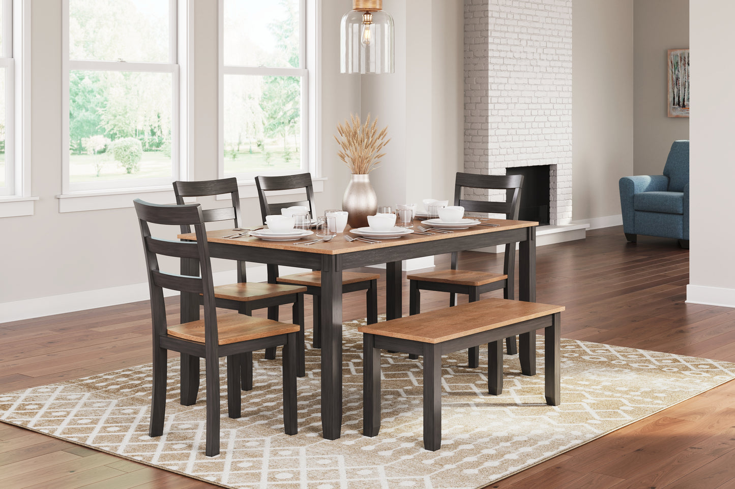 Stuart Furniture Outlet - Ashley Furniture - Gesthaven Dining Room - Dining Room Table Set (6/CN) / Natural/Brown - D396-325