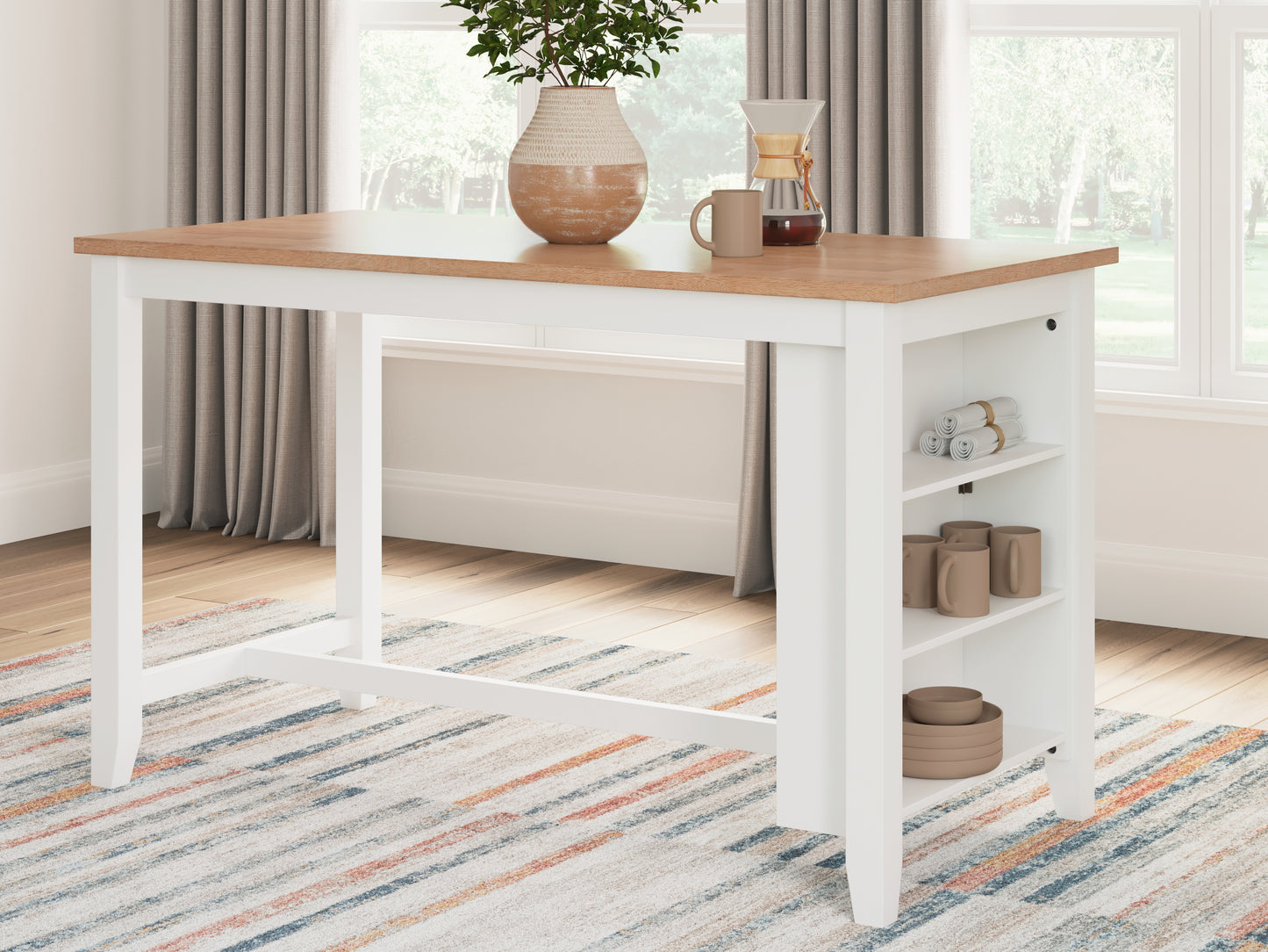 Stuart Furniture Outlet - Ashley Furniture - Gesthaven Dining Room - RECT Dining Room Counter Table / Natural/White - D398-13