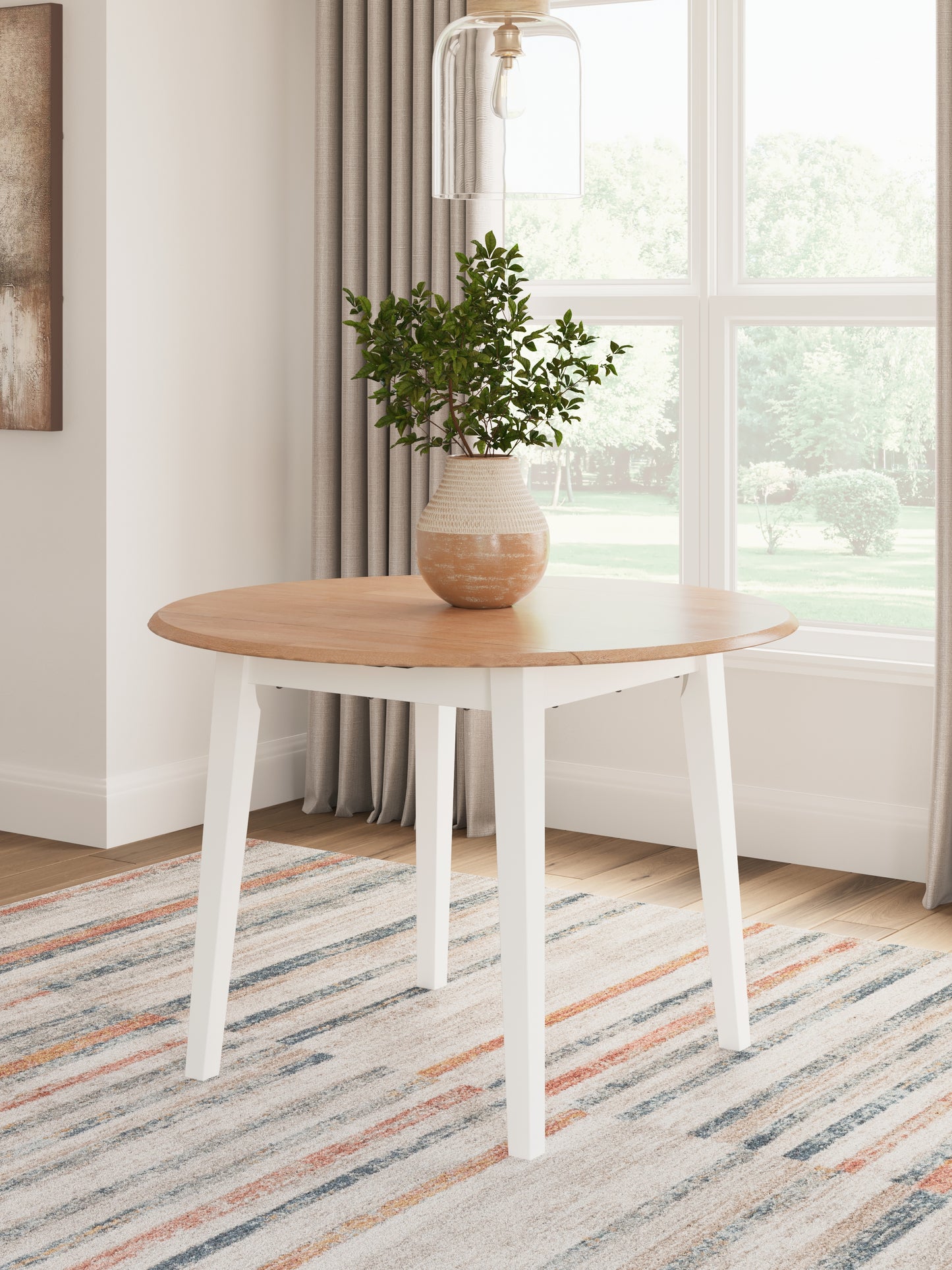 Stuart Furniture Outlet - Ashley Furniture - Gesthaven Dining Room - Round DRM Drop Leaf Table / Natural/White - D398-15