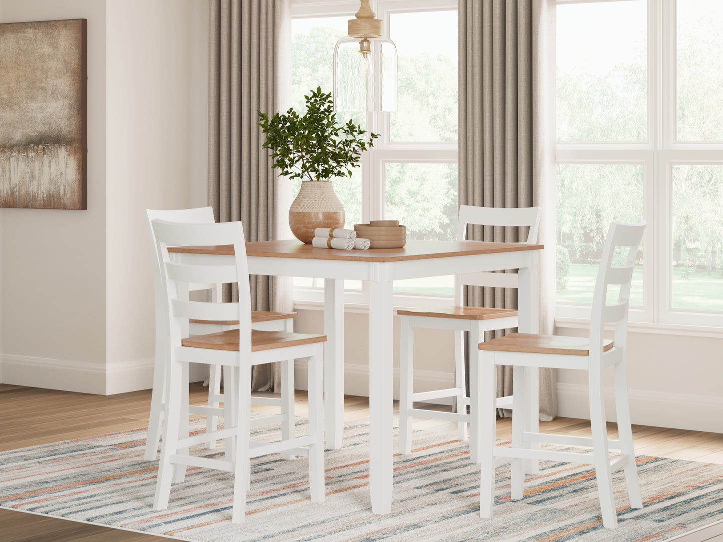 Stuart Furniture Outlet - Ashley Furniture - Gesthaven Dining Room - DRM Counter Table Set (5/CN) / Natural/White - D398-223