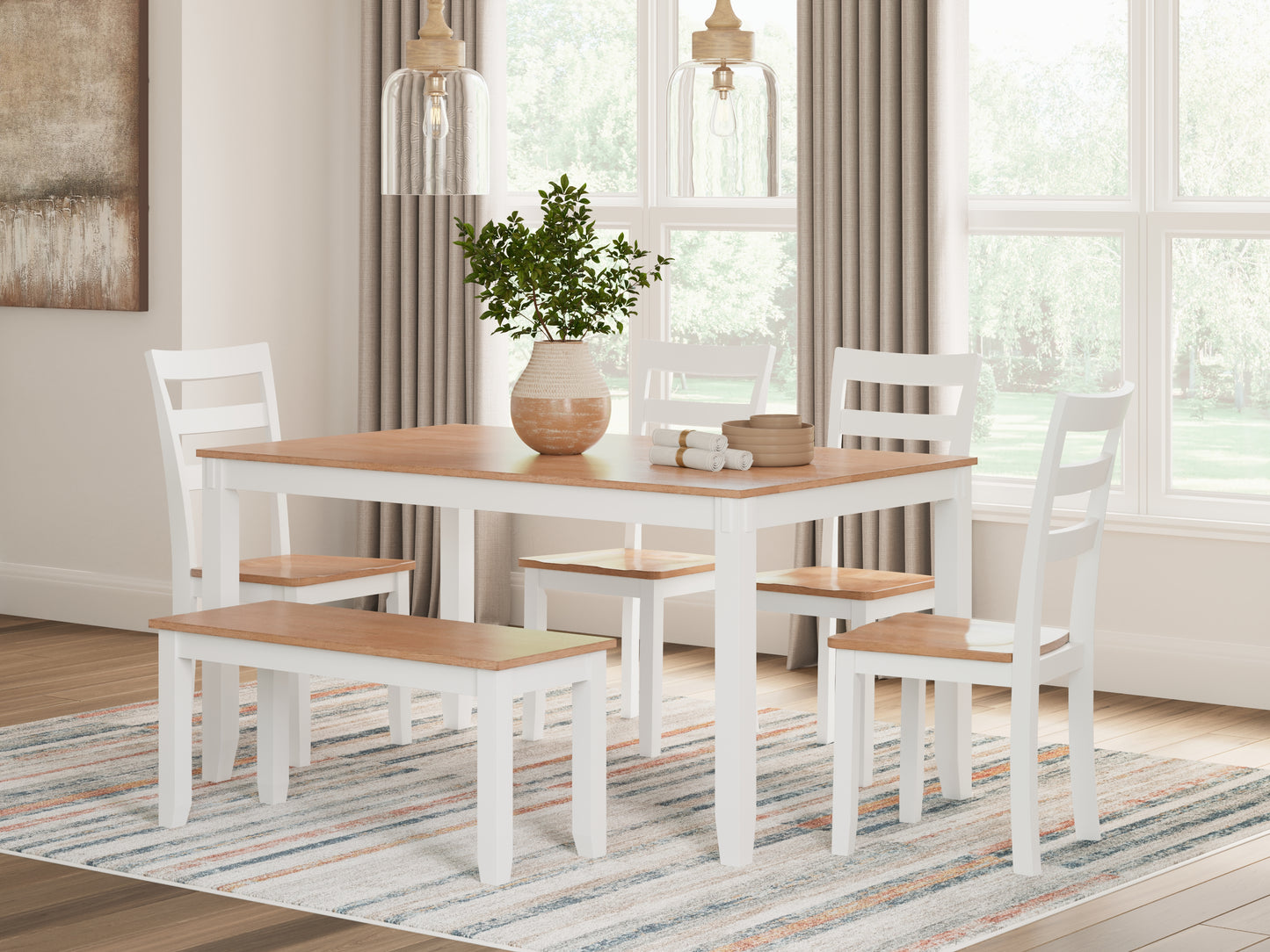 Stuart Furniture Outlet - Ashley Furniture - Gesthaven Dining Room - Dining Room Table Set (6/CN) / Natural/White - D398-325