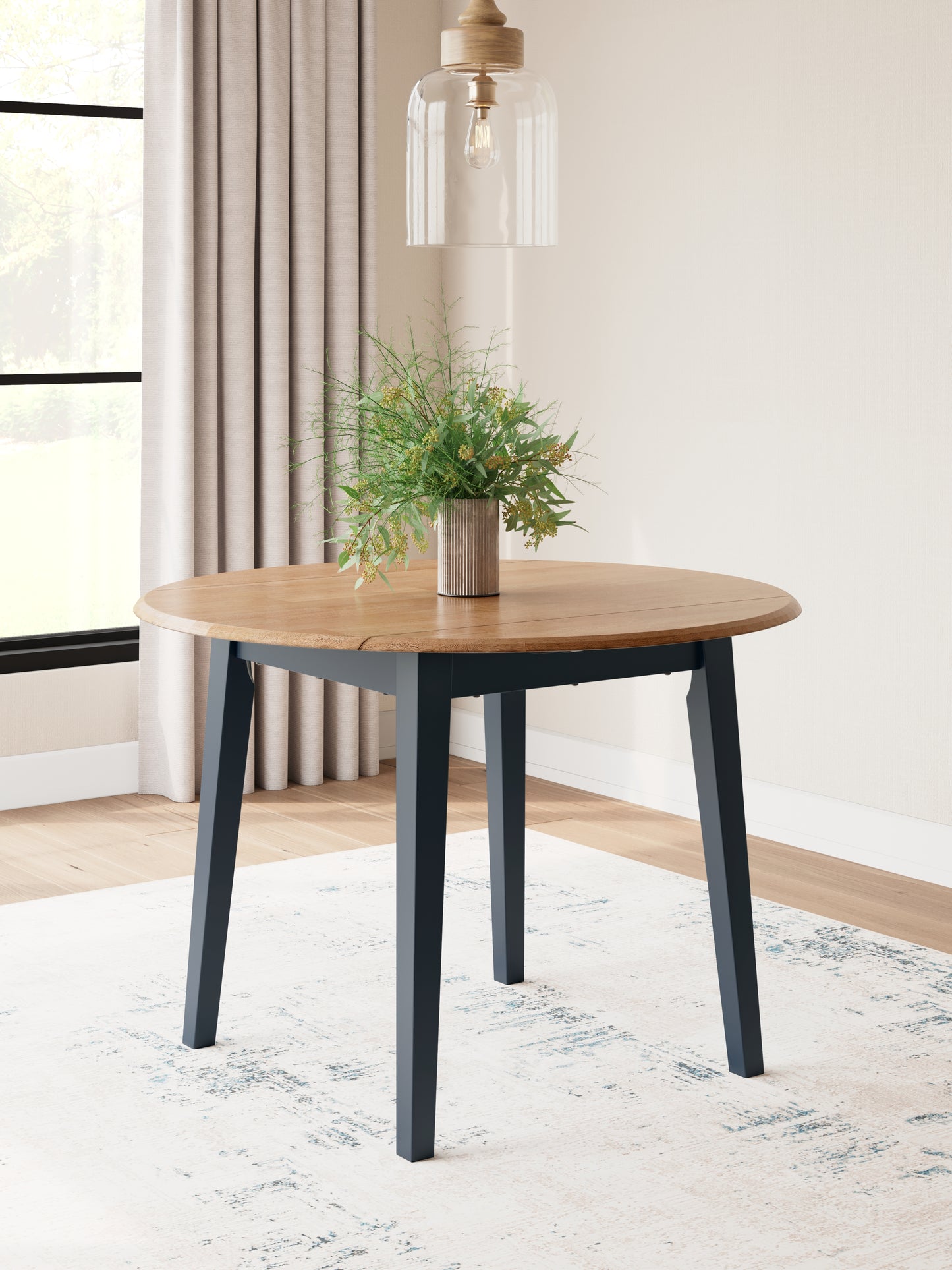 Stuart Furniture Outlet - Ashley Furniture - Gesthaven Dining Room - Round DRM Drop Leaf Table / Natural/Blue - D399-15