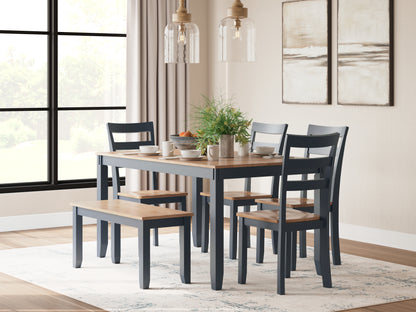 Stuart Furniture Outlet - Ashley Furniture - Gesthaven Dining Room - Dining Room Table Set (6/CN) / Natural/Blue - D399-325