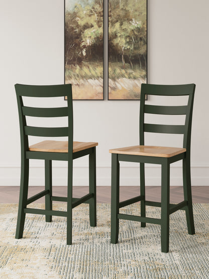 Stuart Furniture Outlet - Ashley Furniture - Gesthaven Dining Room - Counter Height Barstool (Set of 2) / Natural/Green - D401-124X2