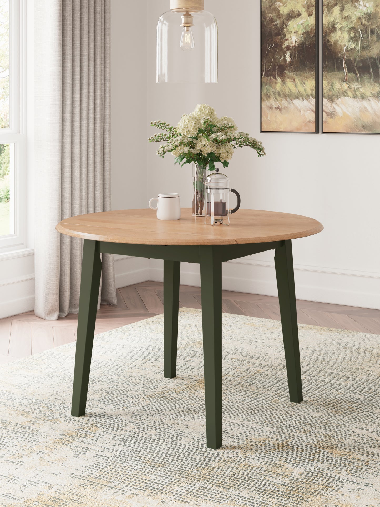 Stuart Furniture Outlet - Ashley Furniture - Gesthaven Dining Room - Round DRM Drop Leaf Table / Natural/Green - D401-15