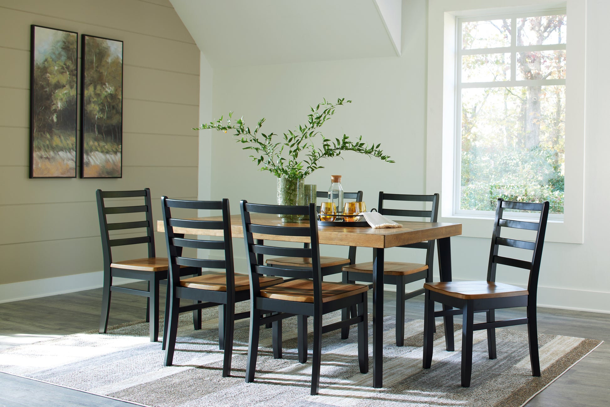 Stuart Furniture Outlet - Ashley Furniture - Blondon Dining Room - RECT DRM Table Set (7/CN) / Brown/Black - D413-425