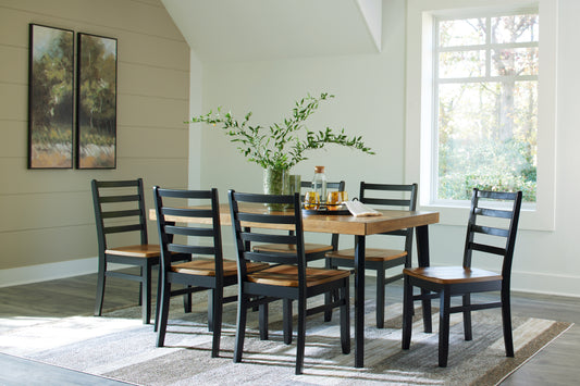 Stuart Furniture Outlet - Ashley Furniture - Blondon Dining Room - RECT DRM Table Set (7/CN) / Brown/Black - D413-425