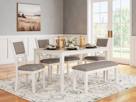 Stuart Furniture Outlet - Ashley Furniture - Erinberg Dining Room - DRM Counter Table Set (5/CN) / Antique White - D423-223