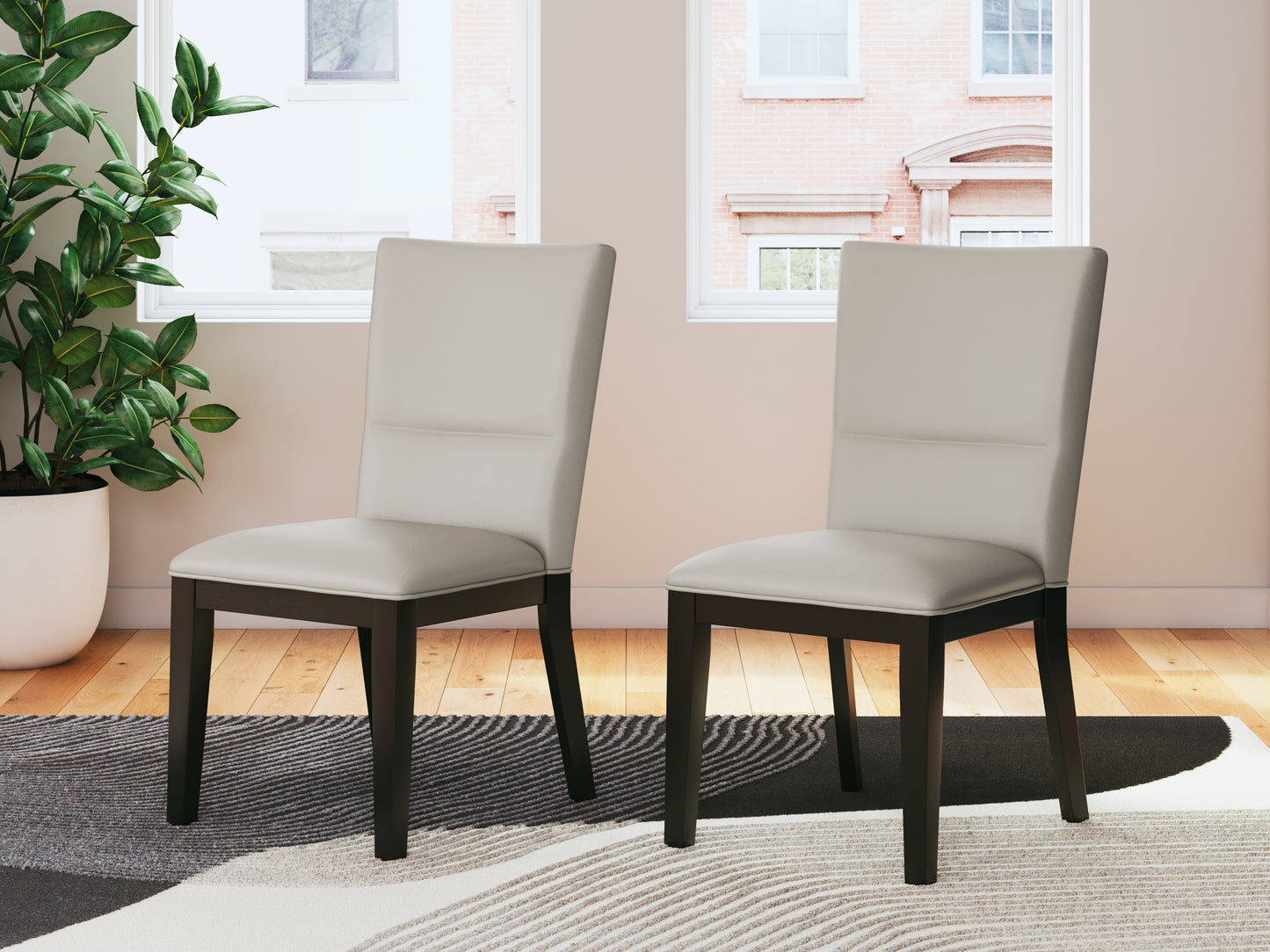 Stuart Furniture Outlet - Ashley Furniture - Glinari Dining Room - Dining Chair  (Set of 2) / Taupe/Black - D476-01X2