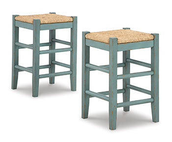 Stuart Furniture Outlet - Ashley Furniture - Mirimyn Dining Room - Counter Height Bar Stool (Set of 2) / Teal - D508-324X2