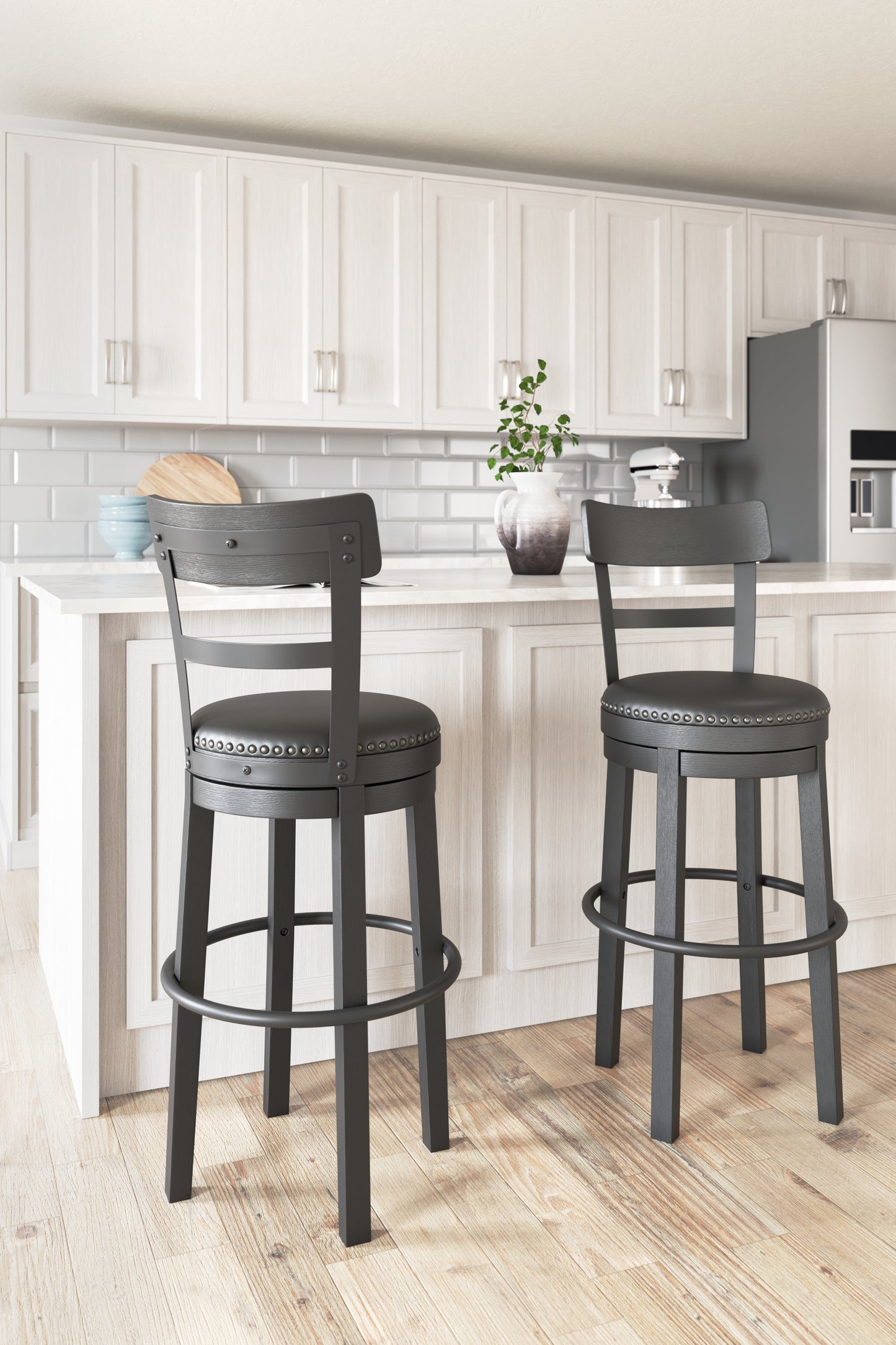 Stuart Furniture Outlet - Ashley Furniture - Valebeck Dining Room - Bar Height Bar Stool (Set of 2) / Multi - D546-630X2