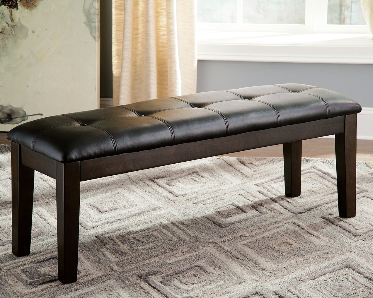 Stuart Furniture Outlet - Ashley Furniture - Haddigan Dining Bench - Large UPH Dining Room Bench / Dark Brown / 50"W x 16"D x 19"H - D596-00