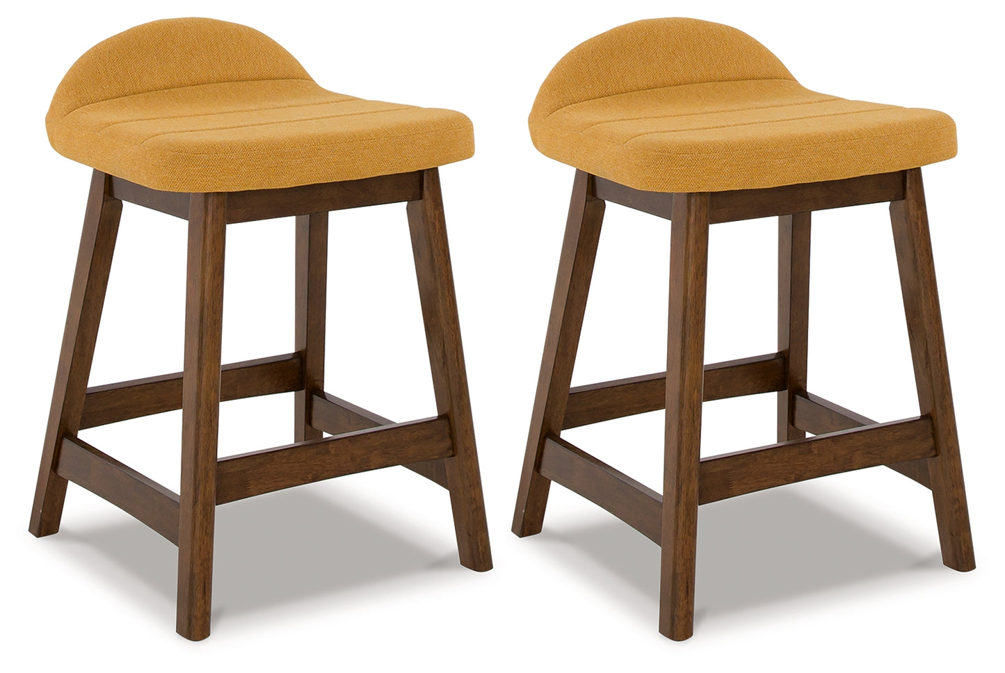 Stuart Furniture Outlet - Ashley Furniture - Lyncott Dining Room - Counter Height Bar Stool (Set of 2) / Mustard/Brown - D615-424X2