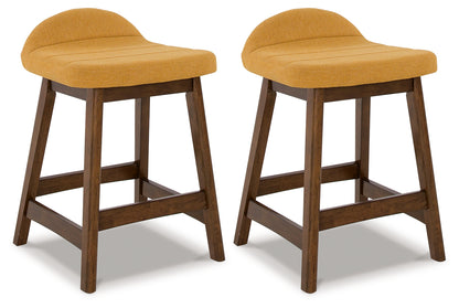 Stuart Furniture Outlet - Ashley Furniture - Lyncott Dining Room - Counter Height Bar Stool (Set of 2) / Mustard/Brown - D615-424X2