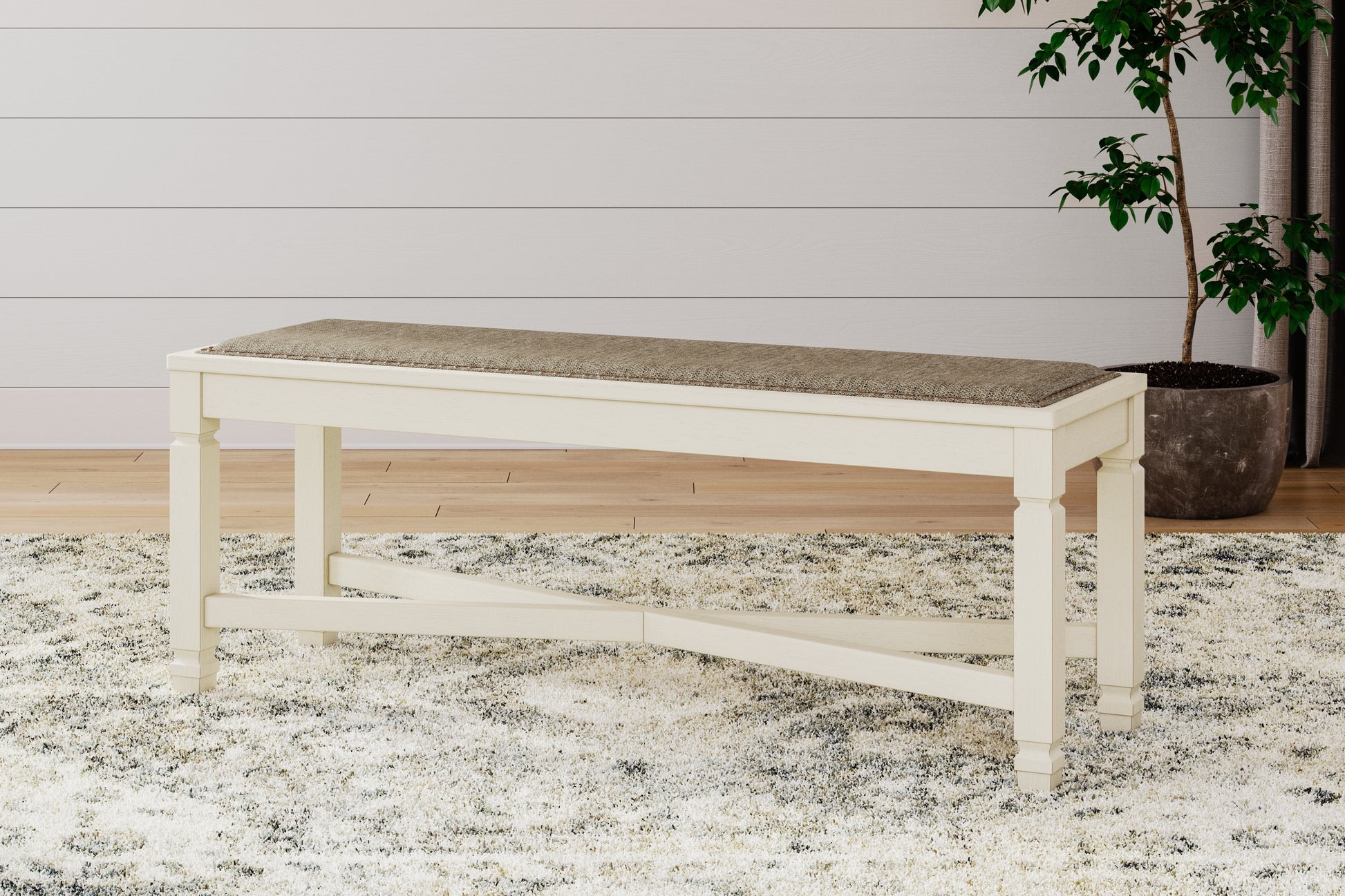 Stuart Furniture Outlet - Ashley Furniture - Bolanburg Dining Bench - Large UPH Dining Room Bench / Two-tone / 50"W x 15"D x 20"H - D647-00