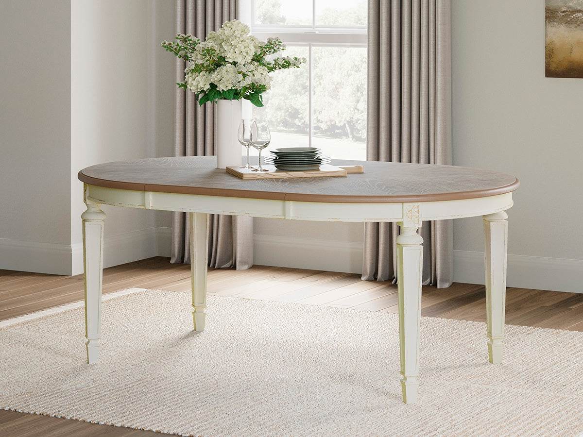Stuart Furniture Outlet - Ashley Furniture - Realyn Dining Room - Oval Dining Room EXT Table / Chipped White - D743-35