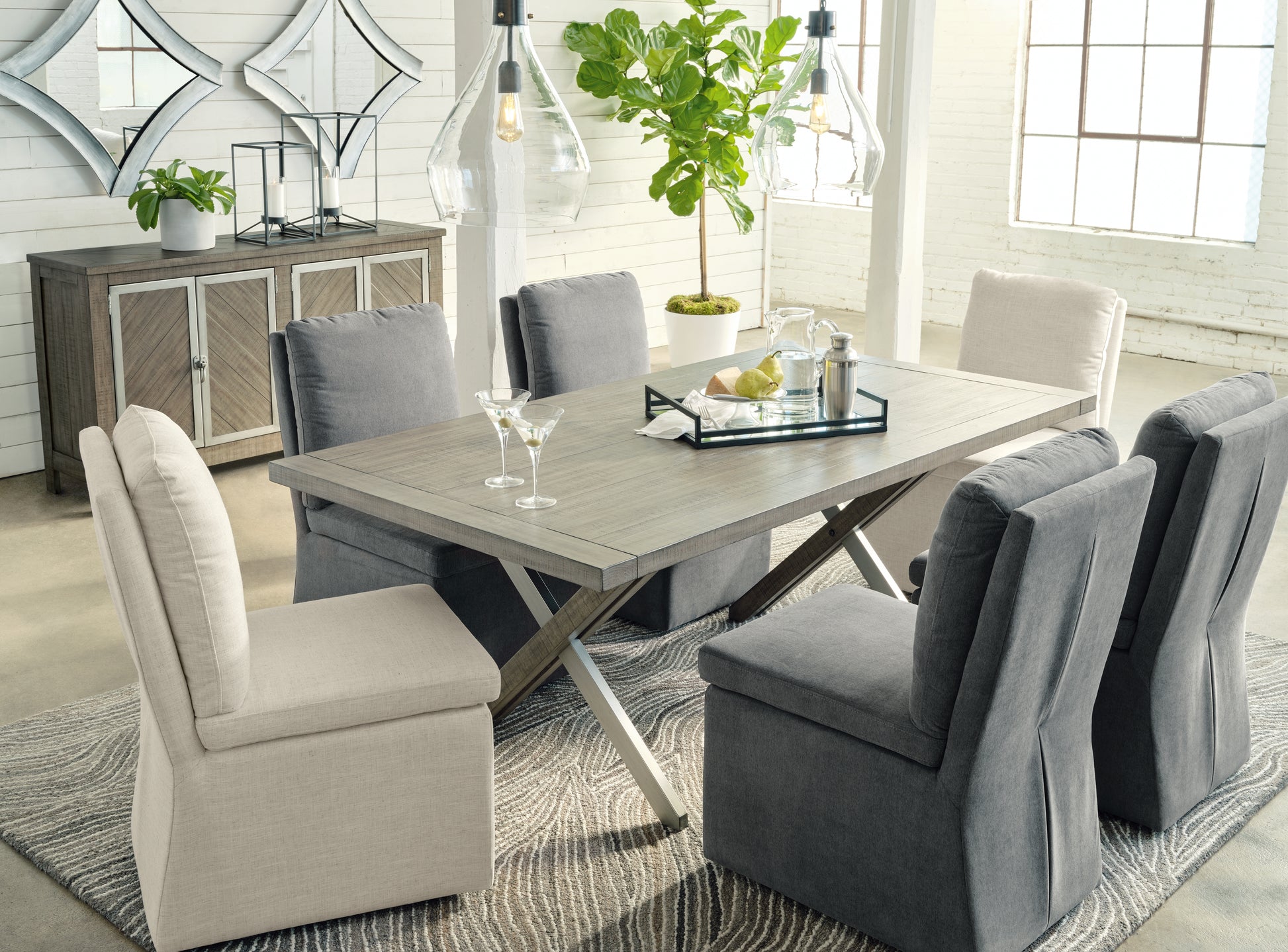 Stuart Furniture Outlet - Ashley Furniture - Krystanza Dining Room - Rectangular Dining Room Table / Weathered Gray - D766-25