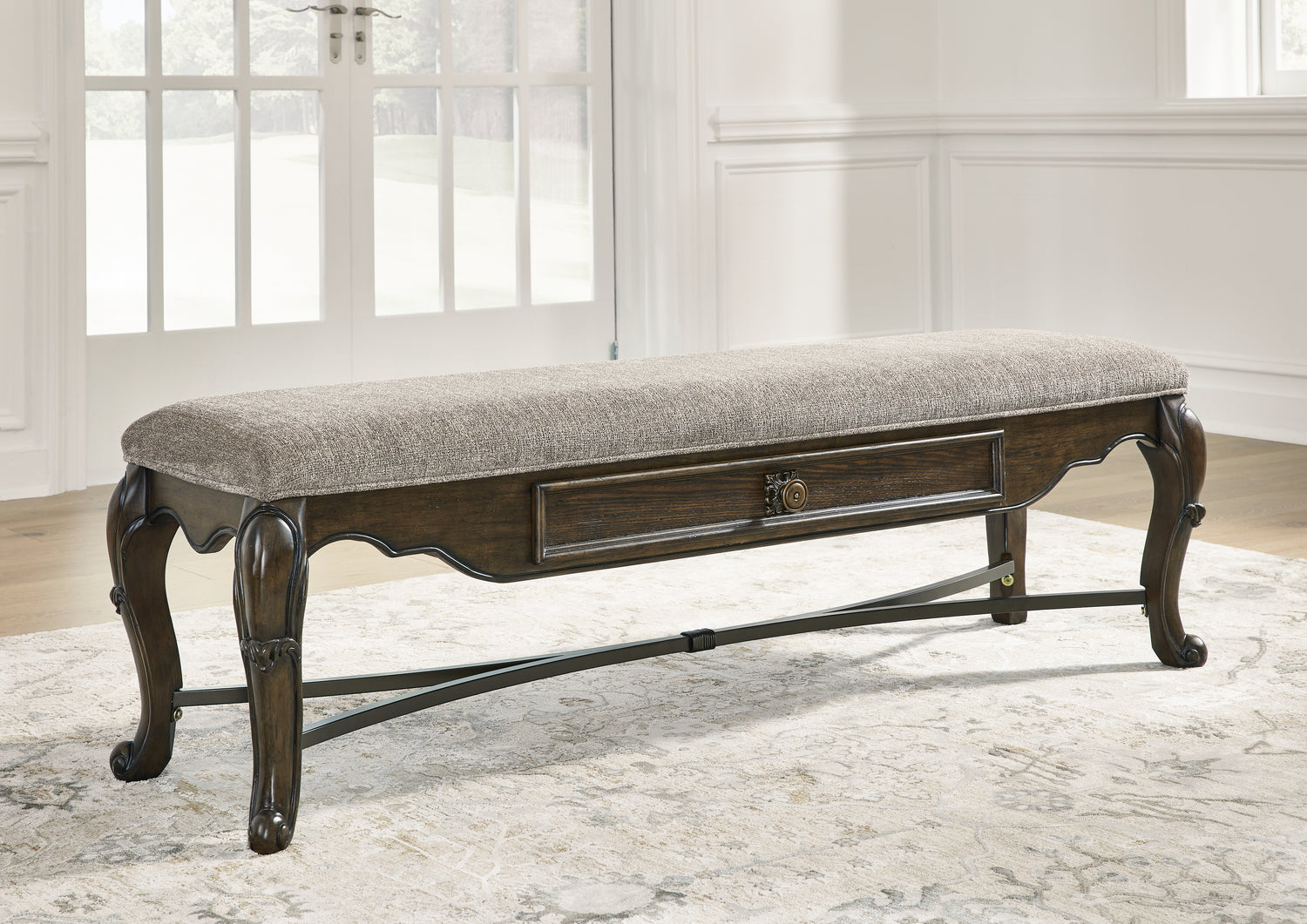 Stuart Furniture Outlet - Ashley Furniture - Maylee Dining Room - Dining Buffet and Hutch / Dark Brown / 71.75"W x 20.75"D x 89.25"H - D947D1