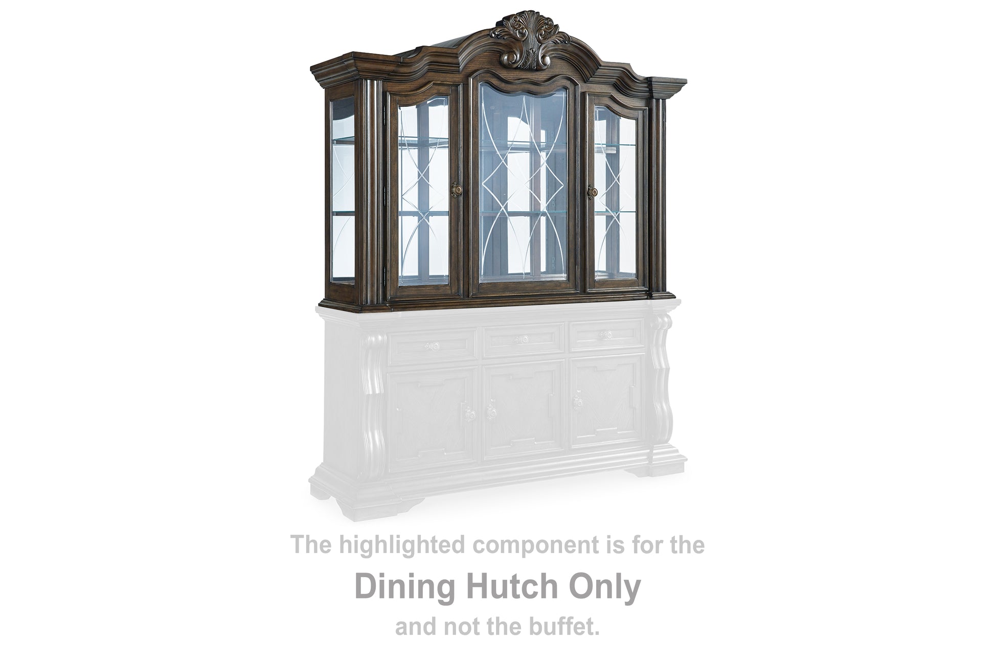 Stuart Furniture Outlet - Ashley Furniture - Maylee Dining Room - Dining Room Hutch / Dark Brown / 72"W x 21"D x 55"H - D947-81