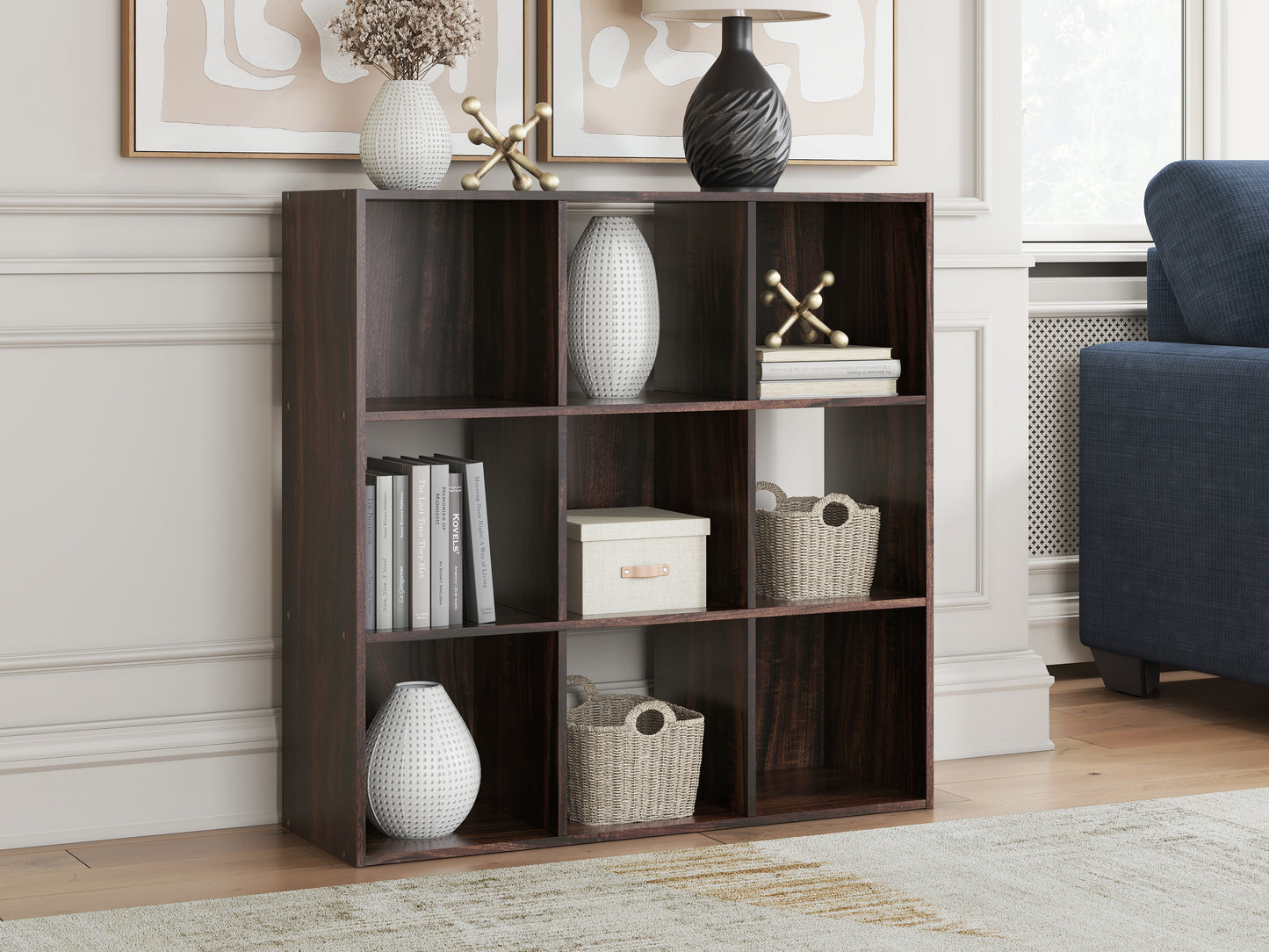 Stuart Furniture Outlet - Ashley Furniture - Glosmount Nine Cube Organizer - Nine Cube Organizer / Cherry/Light Brown - EA1055-3X3