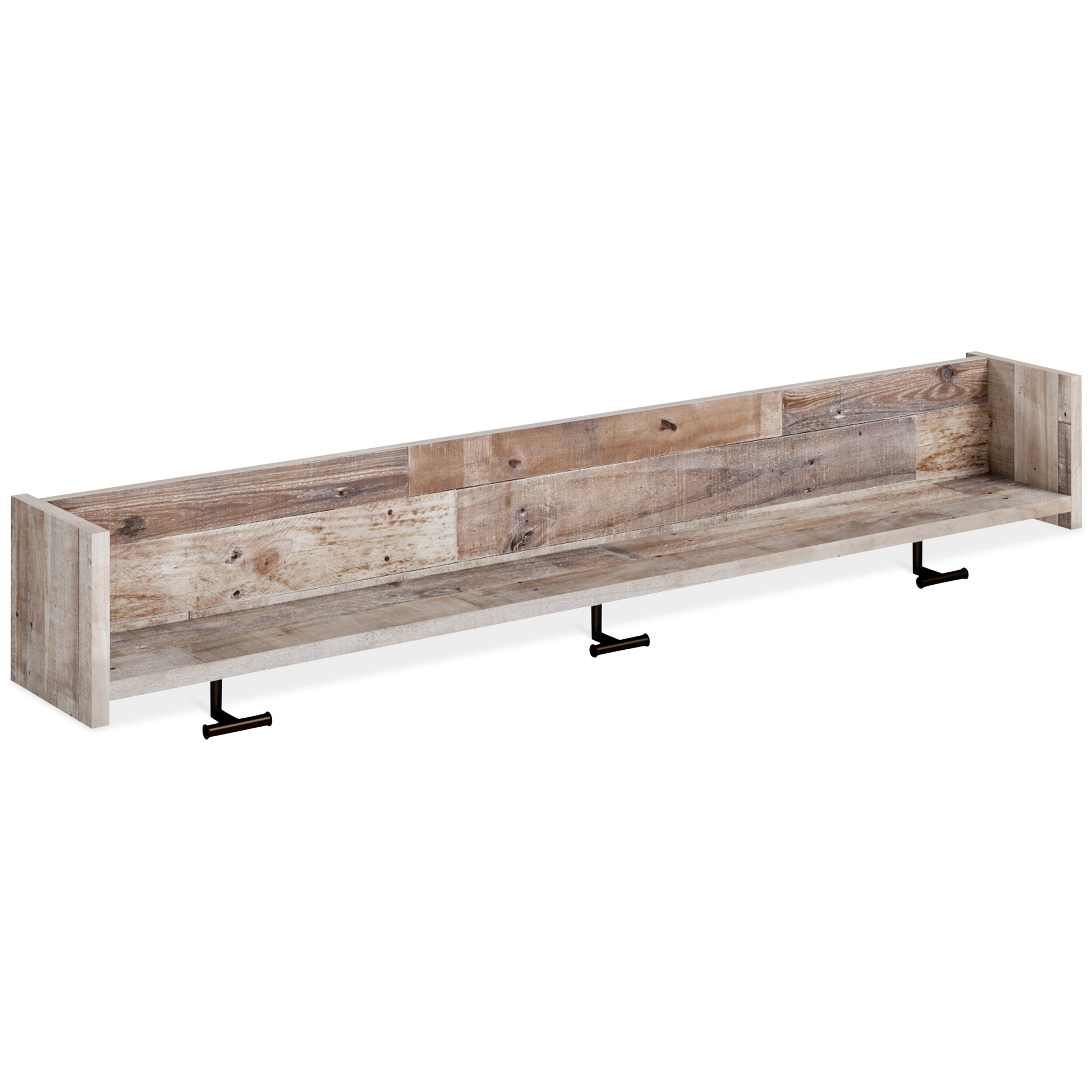 Stuart Furniture Outlet - Ashley Furniture - Neilsville Wall Decor - Wall Mounted Coat Rack w/Shelf / Whitewash - EA2320-151