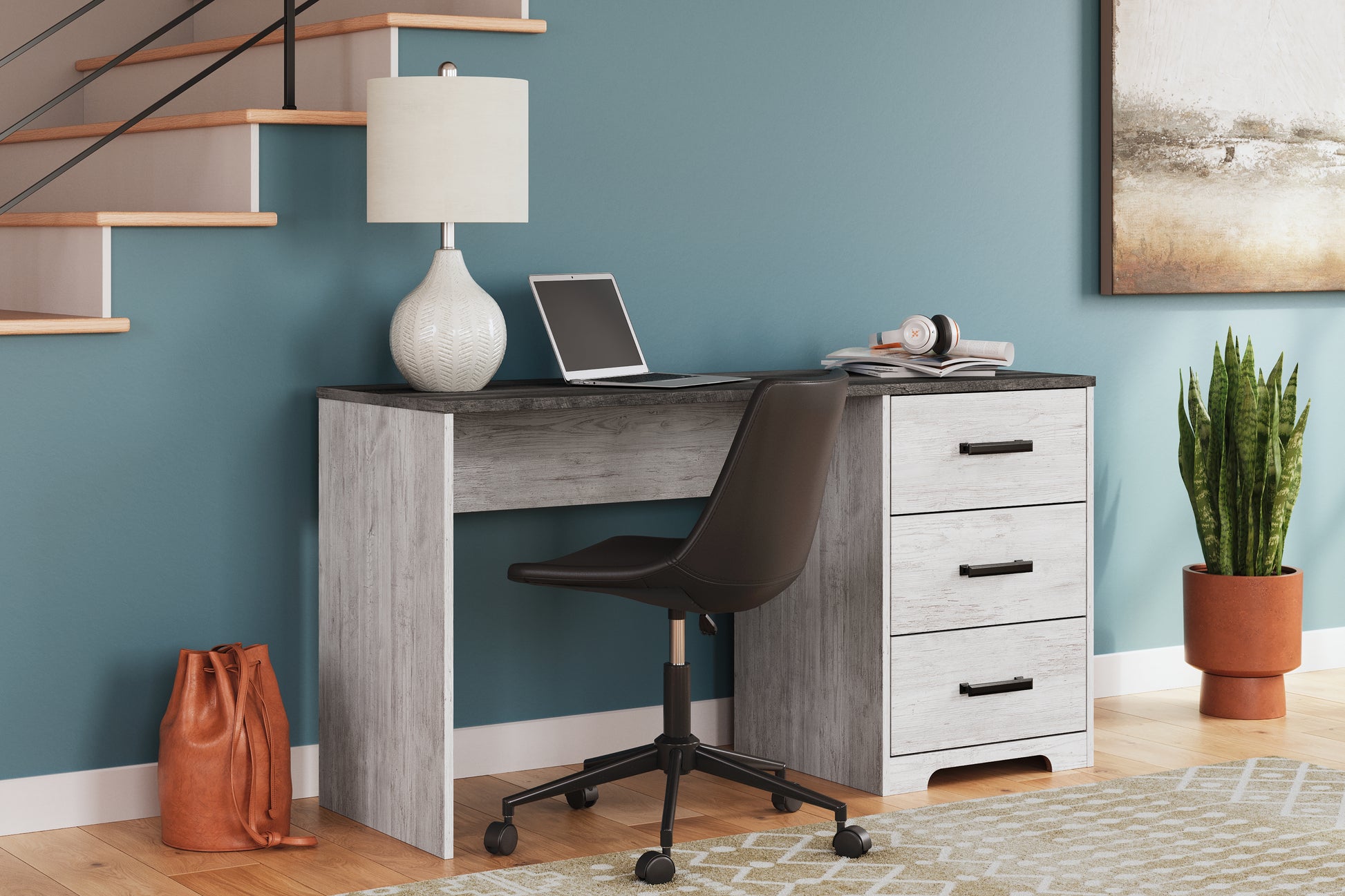 Stuart Furniture Outlet - Ashley Furniture - Shawburn Office Desk - Home Office Desk / White/Dark Charcoal Gray - H4121-34