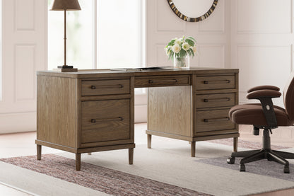 Stuart Furniture Outlet - Ashley Furniture - Roanhowe Office Desk - Home Office Desk / Brown - H769-21
