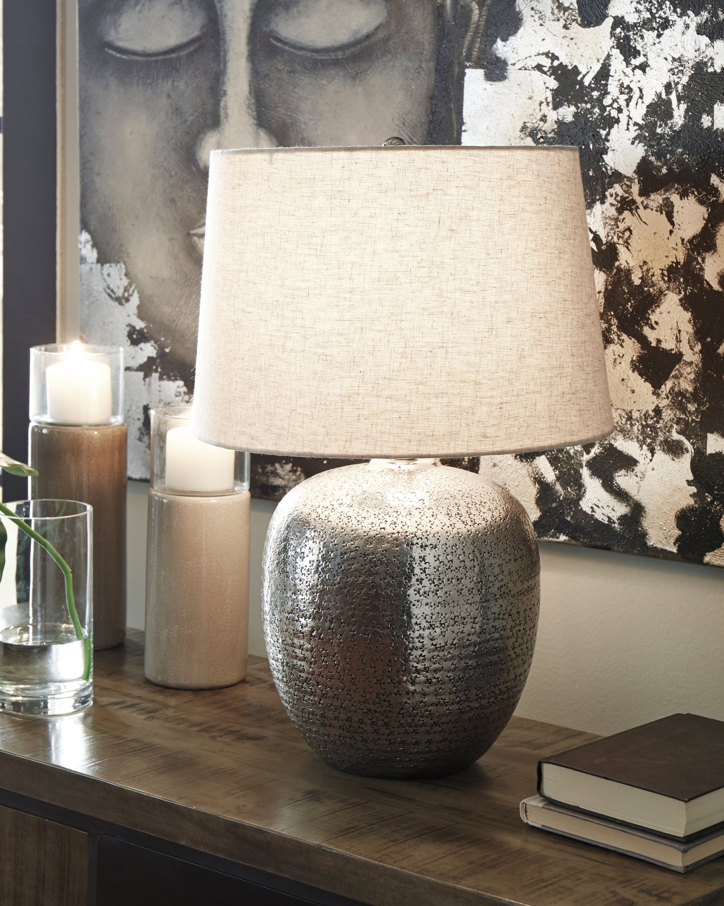 Stuart Furniture Outlet - Ashley Furniture - Magalie Lighting - Table Lamp (Set of 2) / Antique Silver Finish - L207314X2