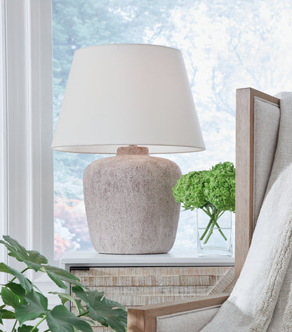 Stuart Furniture Outlet - Ashley Furniture - Danry Lighting - Table Lamp (Set of 2) / Distressed Cream - L207454X2