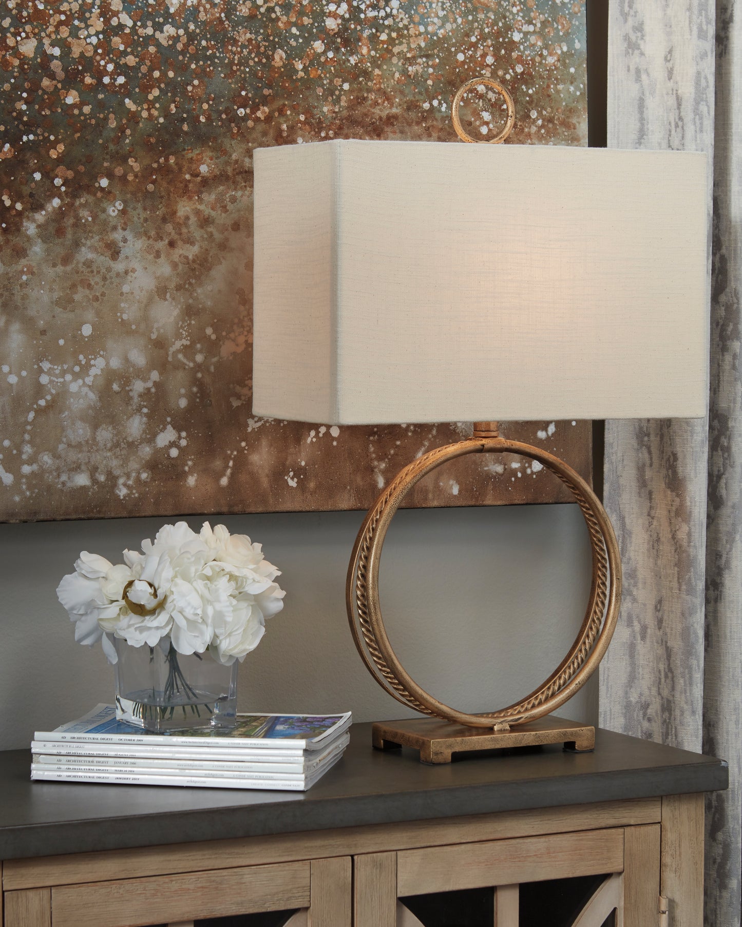 Stuart Furniture Outlet - Ashley Furniture - Mahala Lighting - Table Lamp (Set of 2) / Antique Gold Finish - L208124X2