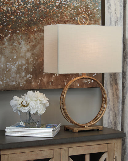 Stuart Furniture Outlet - Ashley Furniture - Mahala Lighting - Table Lamp (Set of 2) / Antique Gold Finish - L208124X2