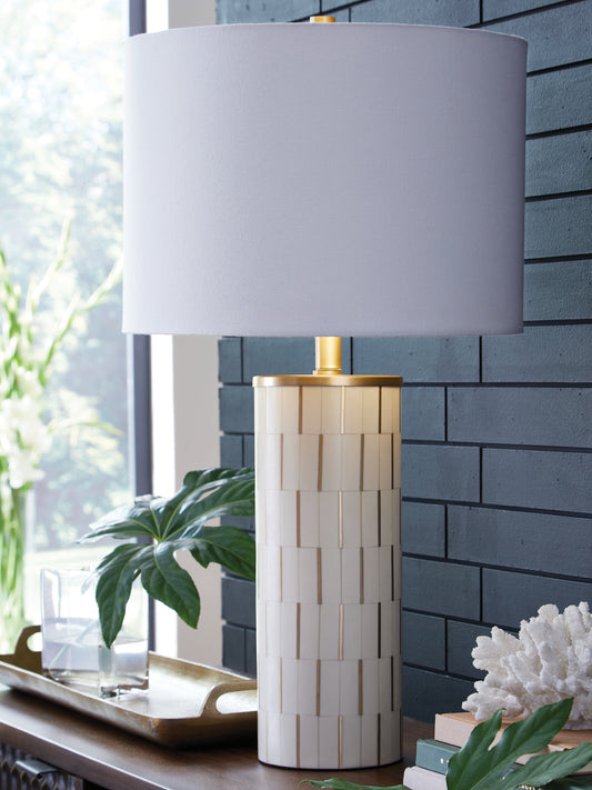 Stuart Furniture Outlet - Ashley Furniture - Faridworth Lighting - Poly Table Lamp (1/CN) / White/Gold Finish - L235954