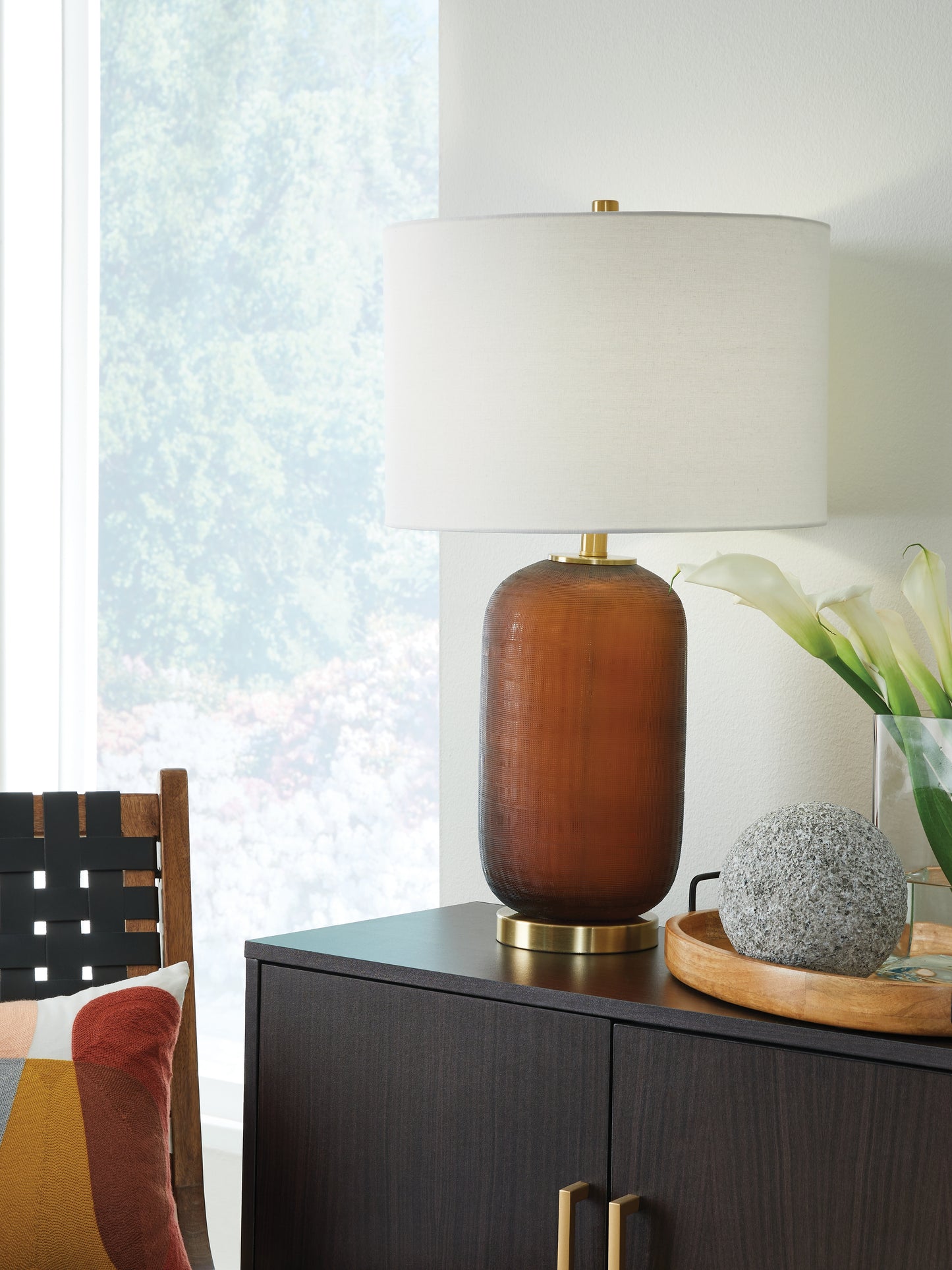 Stuart Furniture Outlet - Ashley Furniture - Farberman Lighting - Glass Table Lamp (1/CN) / Amber - L430864