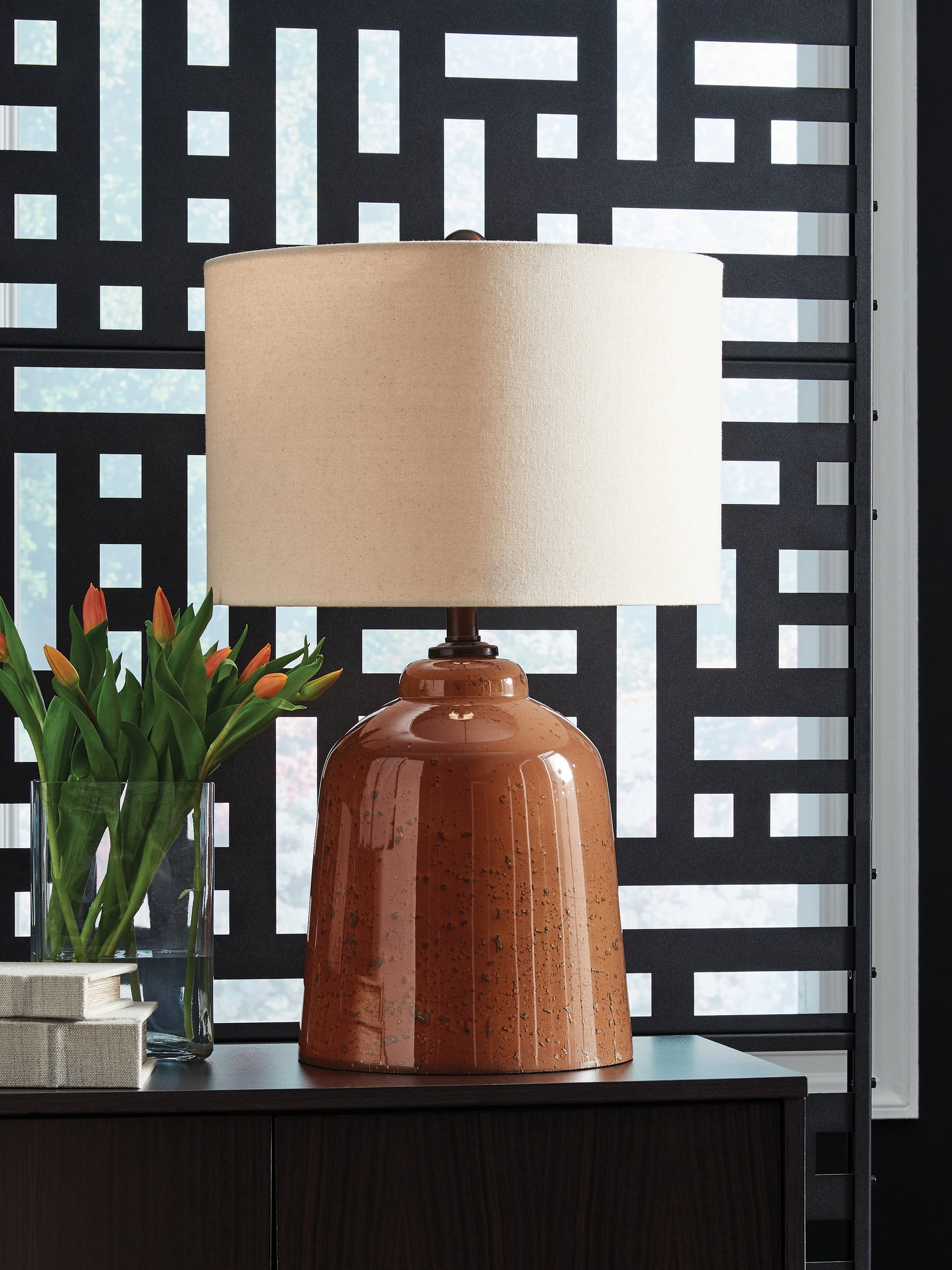 Stuart Furniture Outlet - Ashley Furniture - Aaleahya Lighting - Glass Table Lamp (1/CN) / Rust - L430904