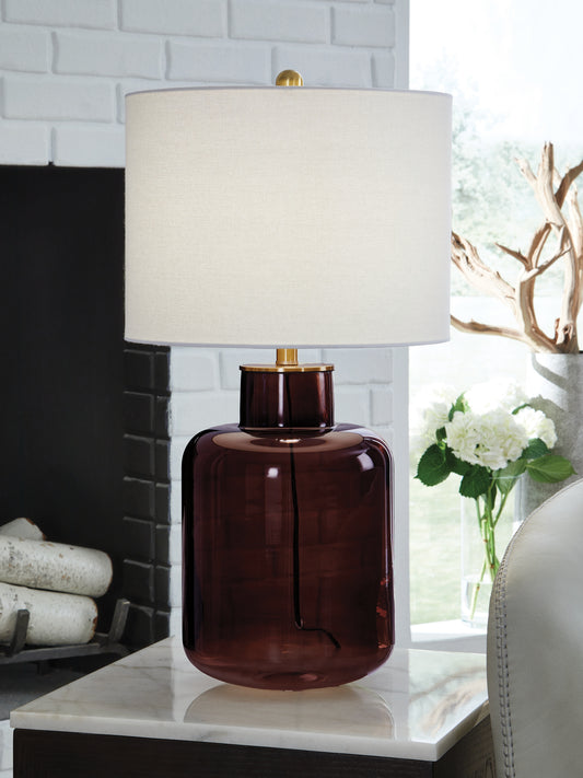 Stuart Furniture Outlet - Ashley Furniture - Mette Lighting - Glass Table Lamp (1/CN) / Brown/Gold Finish - L430924