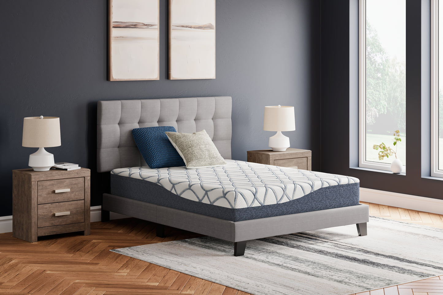 Stuart Furniture Outlet - Ashley Furniture - 10 Inch Chime Elite 2.0 Mattresses - Queen / White/Blue - M42531