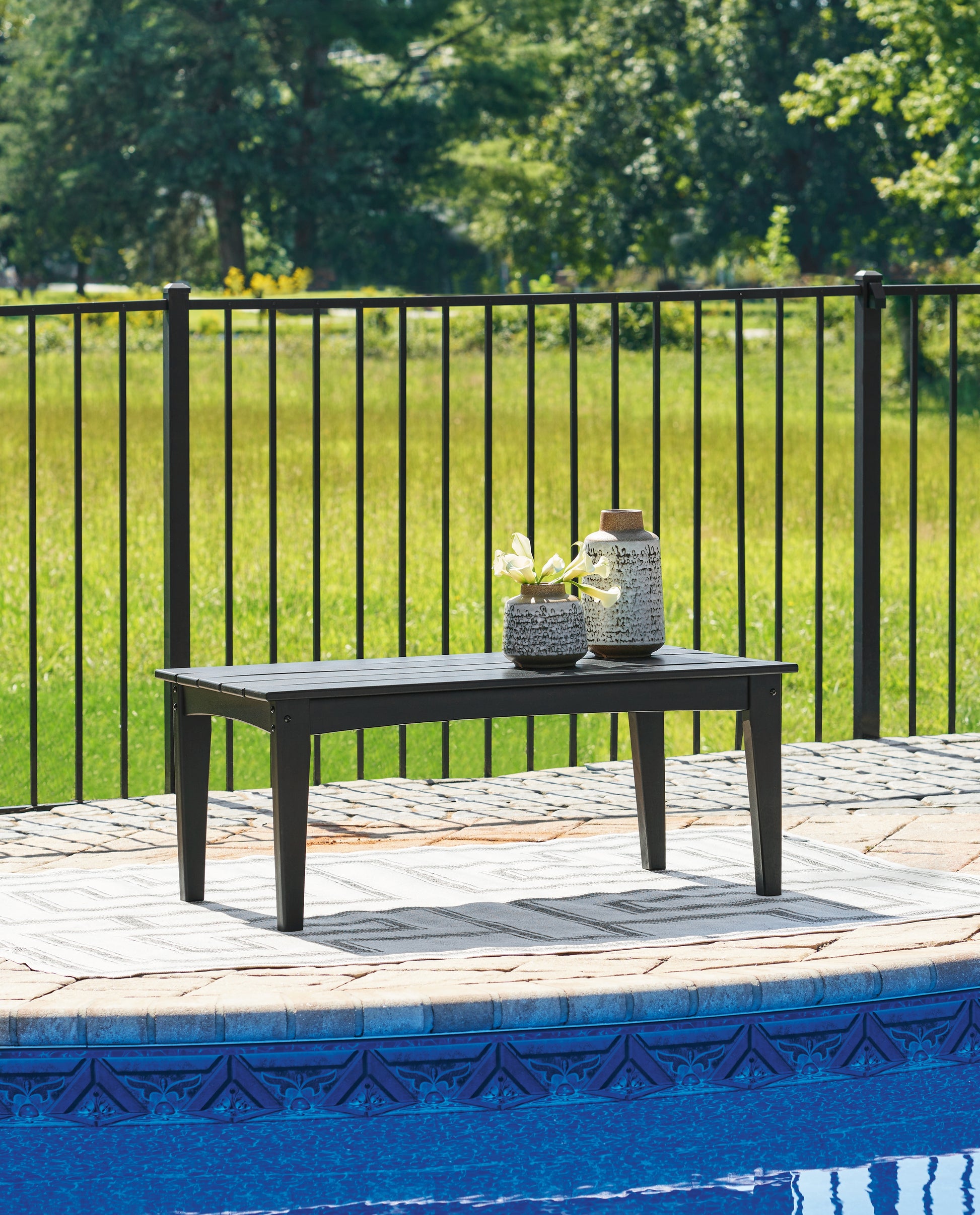 Stuart Furniture Outlet - Ashley Furniture - Hyland wave Outdoor - Rectangular Cocktail Table / Black - P108-701