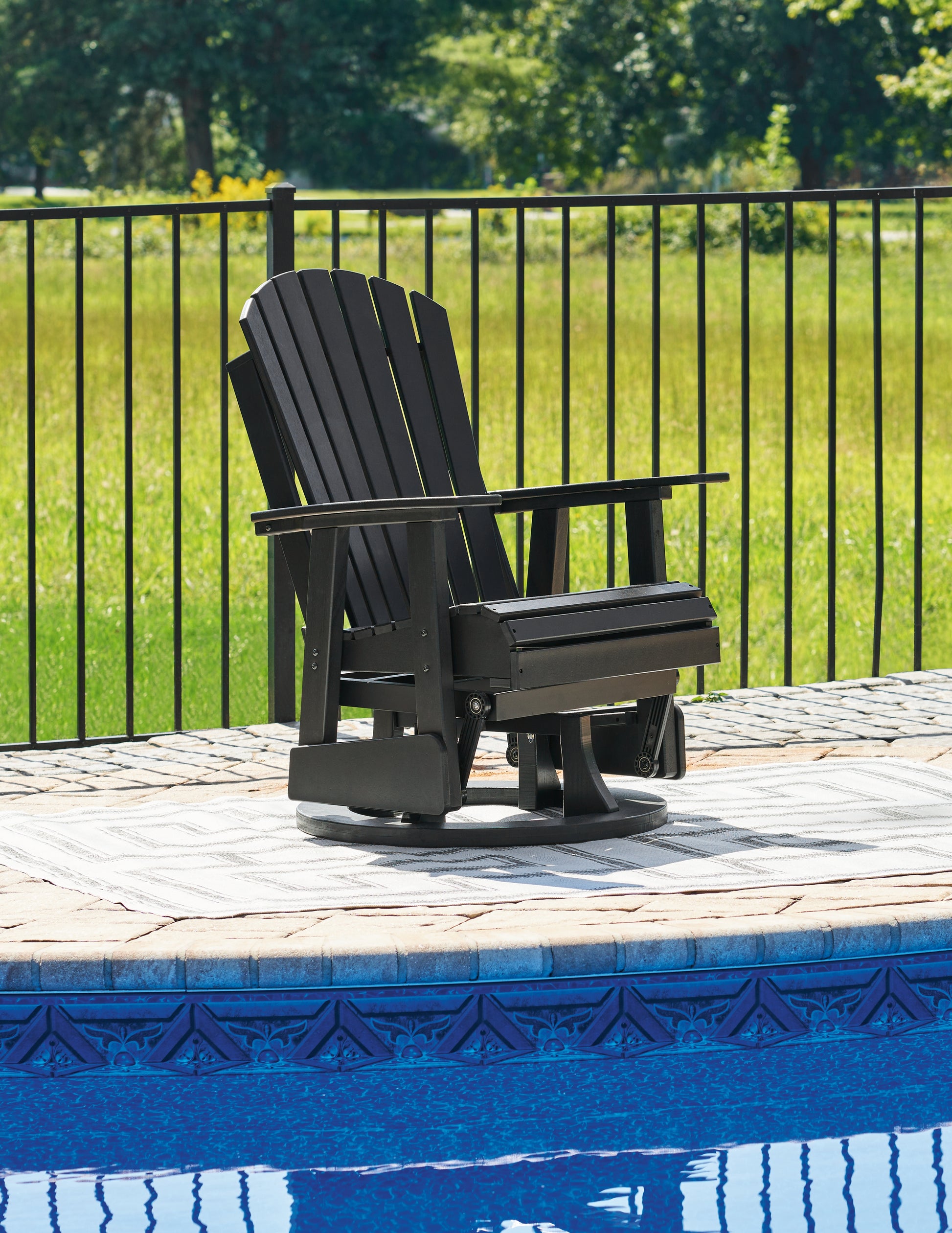 Stuart Furniture Outlet - Ashley Furniture - Hyland wave Outdoor - Swivel Glider Chair / Black - P108-820