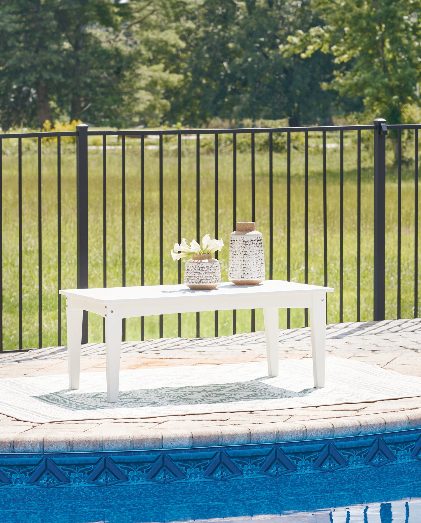 Stuart Furniture Outlet - Ashley Furniture - Hyland wave Outdoor - Rectangular Cocktail Table / White - P111-701