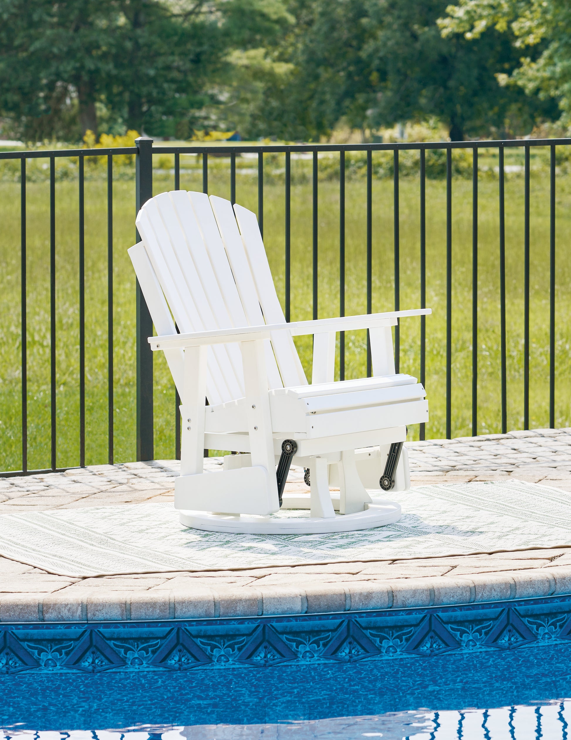 Stuart Furniture Outlet - Ashley Furniture - Hyland wave Outdoor - Swivel Glider Chair / White - P111-820