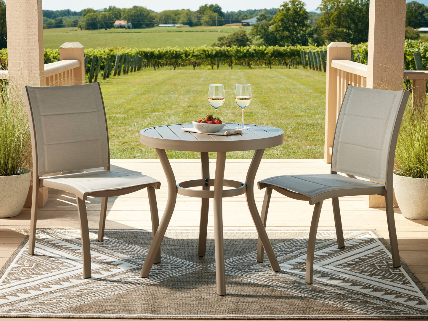 Stuart Furniture Outlet - Ashley Furniture - Mission Beach Outdoor - Chairs w/Table Set (3/CN) / Beige - PCP200-050