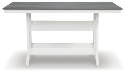Stuart Furniture Outlet - Ashley Furniture - Transville Outdoor - RECT COUNTER TABLE W/UMB OPT / Gray/White - P210-642