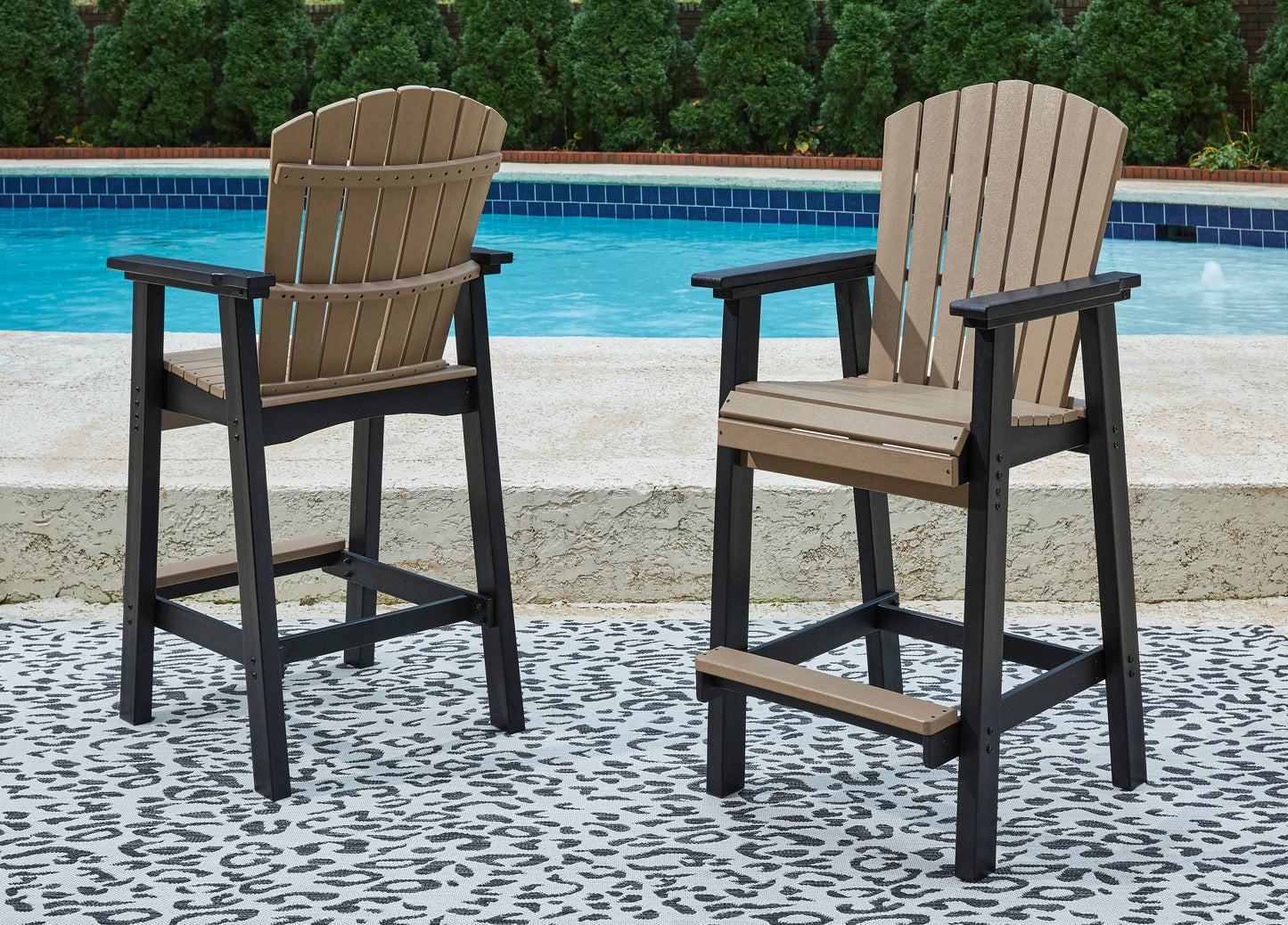 Stuart Furniture Outlet - Ashley Furniture - Fairen Trail Outdoor - Tall Barstool (Set of 2) / Black/Driftwood - P211-130