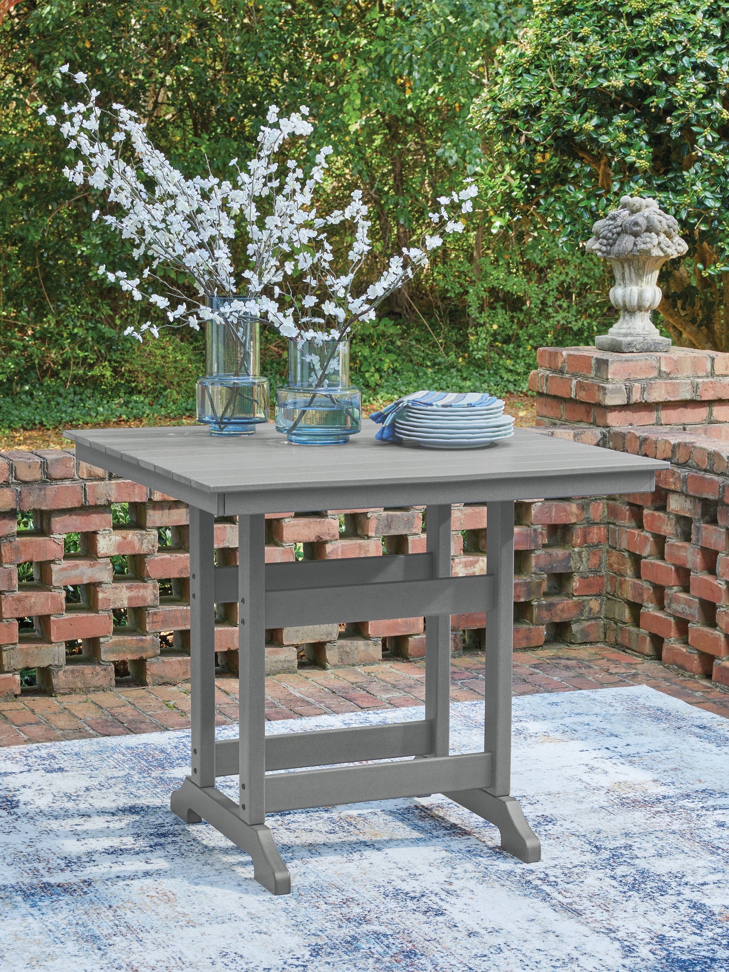 Stuart Furniture Outlet - Ashley Furniture - Sanctuary Beach Outdoor - Square Counter TBL w/UMB OPT / Dark Gray - PCP227-632