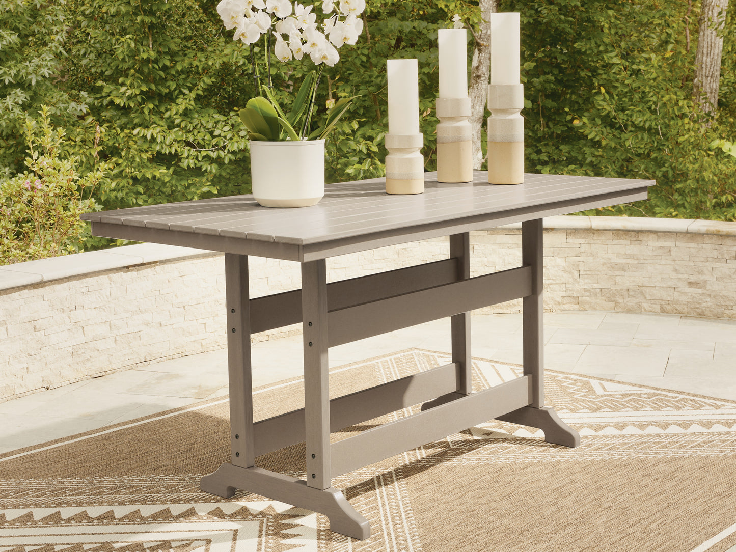 Stuart Furniture Outlet - Ashley Furniture - Seacliff Beach Outdoor - RECT COUNTER TABLE W/UMB OPT - PCP228-642