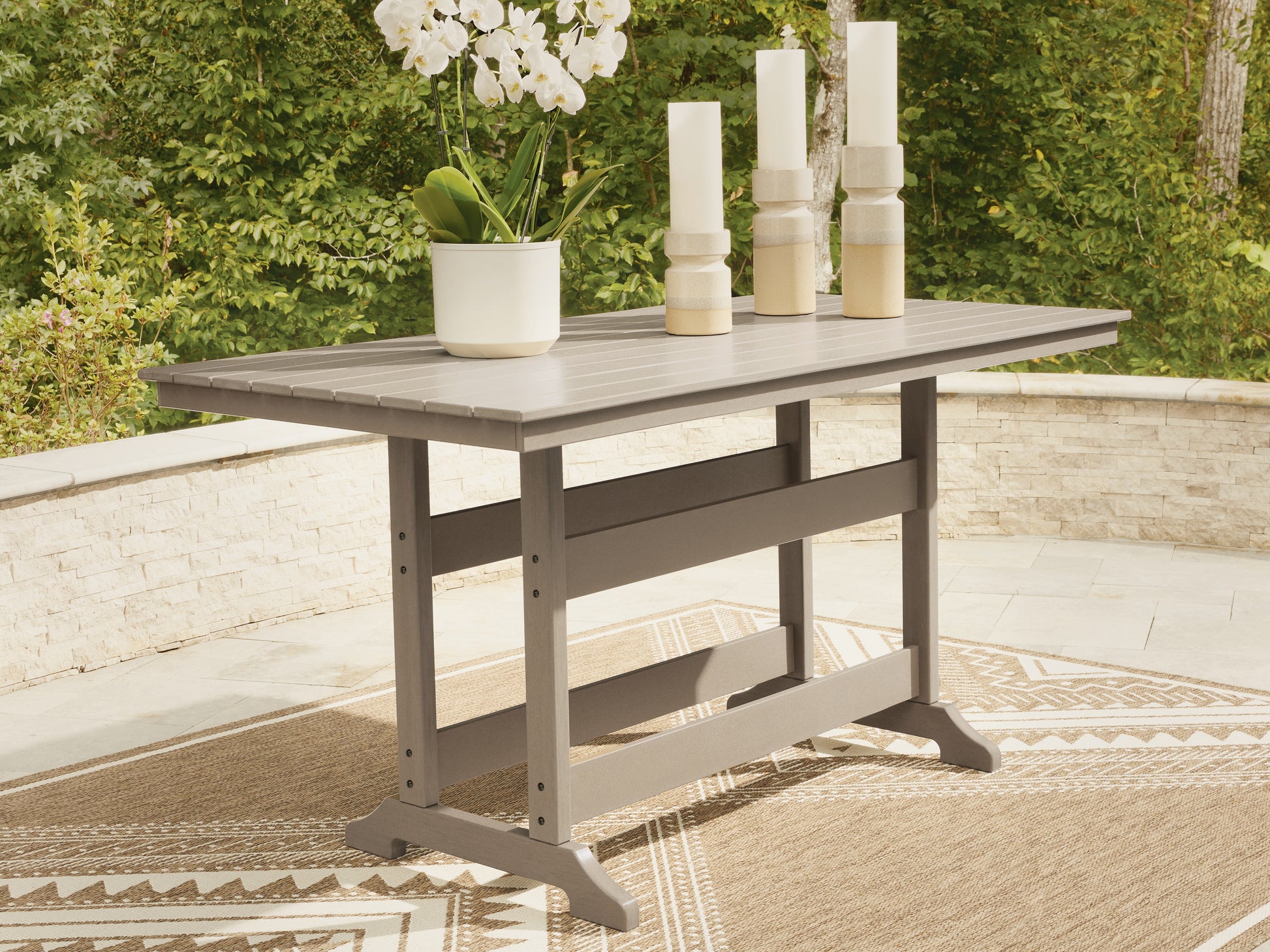 Stuart Furniture Outlet - Ashley Furniture - Seacliff Beach Outdoor - RECT COUNTER TABLE W/UMB OPT - PCP228-642