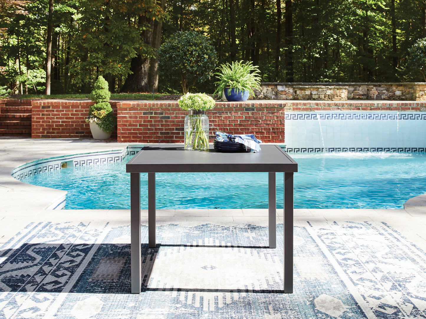 Stuart Furniture Outlet - Ashley Furniture - Rocky Creek Outdoor - Square Dining Table w/UMB OPT / Gray - PCP326-615
